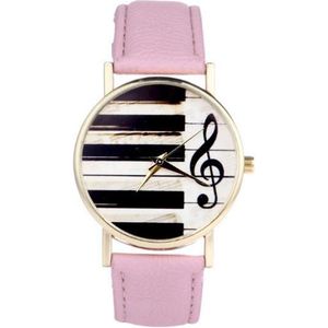 Hidzo Horloge Piano - Ø 37 mm - Roze - Kunststof - In Horlogedoosje