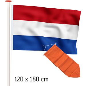 NR 103+52: Nederlandse vlag Nederland 120x180cm (Nederlandse vlag) + oranje wimpel 205 cm (Actieset geschikt voor een 5 meter vlaggenmast)
