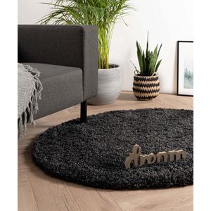 Rond hoogpolig vloerkleed - Cozy Shaggy - antraciet 80 cm rond