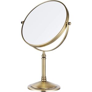 Make-up spiegel 10x vergroting goud - 360 graden draaibaar - dubbelzijdige spiegel - make-up scheren - geschenken - diameter 20 cm