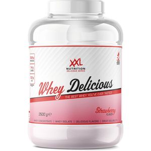 XXL Nutrition - Whey Delicious - Aardbei - Wei Eiwitpoeder met BCAA & Glutamine, Proteïne poeder, Eiwit shake, Whey Protein - 2500 gram