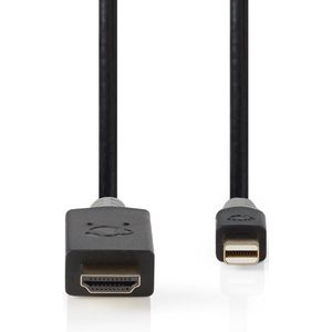 Nedis Mini DisplayPort-Kabel - DisplayPort 1.4 - Mini-DisplayPort Male - HDMI Connector - 48 Gbps - Verguld - 2.00 m - Rond - PVC - Antraciet - Polybag