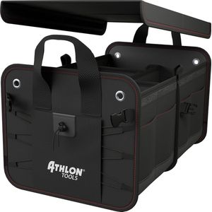 Premium kofferbaktas met deksel, XXL kofferbak-organizer, extra stabiele en waterdichte bodem, geschikt voor levensmiddelen, met antislip-klittenband, 60 liter