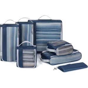 Packing Cubes rugzak, kledingtassen, 7-delige reiskoffer-organizerset, uitbreidbare kofferorganizer voor vakantie en reizen, blauw