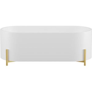 Vente-unique Wit ovaal vrijstaand bad met goudkleurige poten - 160 x 73,5 x 59 cm - ALONSA L 160 cm x H 59 cm x D 73.5 cm