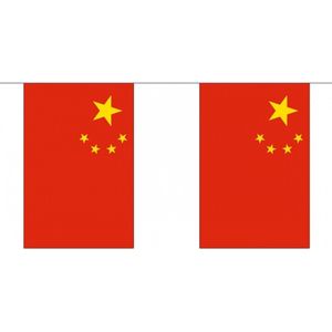 2x Buiten vlaggenlijn China 3 meter - Chinese vlag - Supporter feestartikelen - Landen decoratie en versieringen