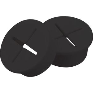 Kabelbeschermer 20mm - Rond - Rubberen Stof Plug voor kabels organiseren - Zwart - 2 stuks