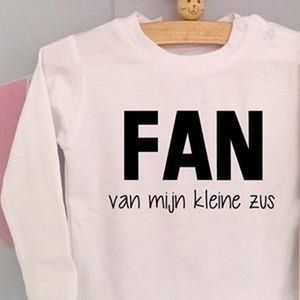 Baby rompertje unisex met tekst | Fan van mijn kleine zus | Lange mouw | wit | maat 86-92 | Zwangerschapsaankondiging zwangerschap aankondiging