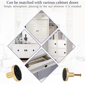 8 STKS Marmeren Messing Kast Knoppen Ronde Ronde Witte Lade Handvat Trekt Decoratieve Witte Moeder Kast Knoppen Gouden Dressoir Knoppen Keuken Meubels Hardware Kleding Haken Parel (8, Stijl E)