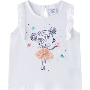 Wit t-shirt voor meisjes met pop maat 68