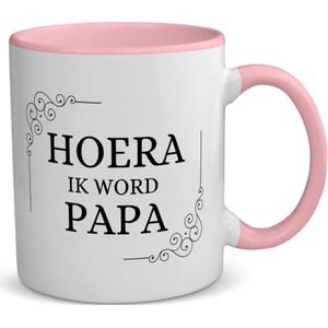 Akyol - hoera ik word papa koffiemok - theemok - roze - Vader - iemand die vader wordt - dadchelor - vader cadeautjes - geschenk - kado - 350 ML inhoud