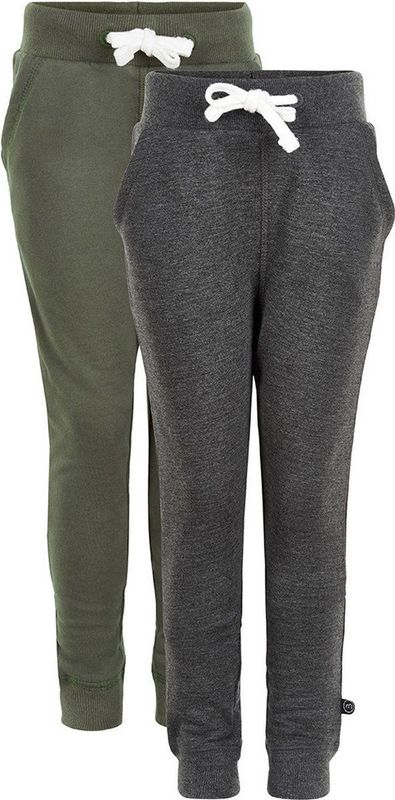 Minymo Joggingbroeken Basic Polykatoen Groen/grijs 2 Stuks Mt 92