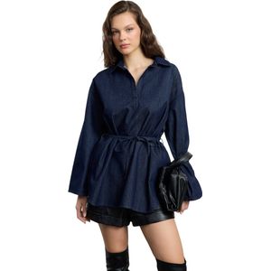 Trendyol Donkerblauw Oversized Spijkerblouse Twoaw25Go00082