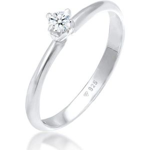 Elli PREMIUM Dames Ring Dames Solitaire Ring Filigraan Klassiek met Diamant (0.11 ct.) in 925 Sterling Zilver