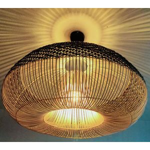 Design Lamp Hanglamp Rotan Appel naturel/zwart woonkamer Slaapkamer 60x38 cm
