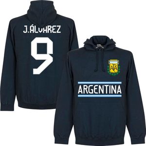 Argentinië J. Álvarez 9 Team Hoodie - Navy - Kinderen - 140