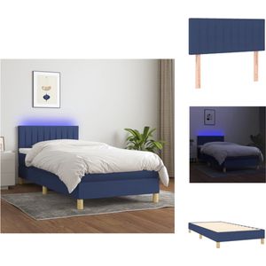 vidaXL - Boxspring - Bed 203x80x78/88 cm - Blauwe stof - Verstelbaar hoofdbord - Kleurrijke LED-verlichting - Bed