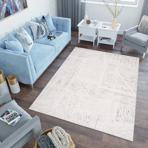 Tapiso Lotus Vloerkleed Laagpolig Beige Woonkamer Modern Tapijt Maat- 160x220