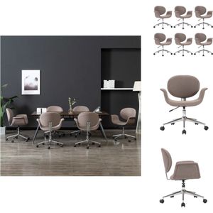 vidaXL Eetkamerstoelen Draaibaar - Set van 6 - Taupe - 67 x 62 x 80-87.5 cm - Eetkamerstoel