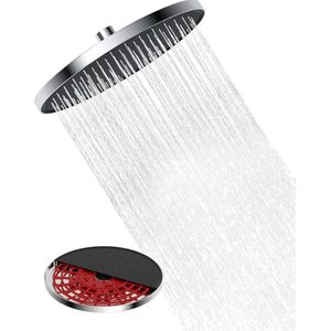 Goodivery ® Zelfreinigende regendouche douchekop, vaste douchekop regendouche 10 inch, ronde regendouchekop met reinigingsapparaat, chroom