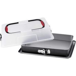 Rechthoekige bakvorm met deksel en non stick coating - Extra hoge rand en lekbescherming (Zwart Transparant) - 1 stuk Square baking pan