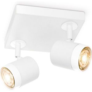 Home Sweet Home - Moderne LED Opbouwspot Manu - Wit - 16/16/15cm - 2 lichts plafondspot - Dimbaar - inclusief LED lichtbron - GU10 fitting - 5W 390lm 3000K - warm wit licht - gemaakt van metaal