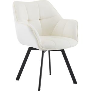 CLP Jordi Eetkamerstoel - met armleuning - ergonomisch - klassiek - tot 150 kg - Velvet - Fluweel - creme