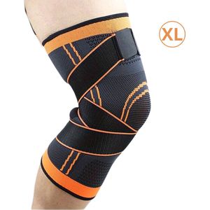 Nivard Kniebrace - Sportbrace Knie - Knee Sleeves - Knee Sleeves Powerlifting - Compressie Knie Brace - Knee Wraps - Knee Support - Dames - Heren - Oranje - Maat XL