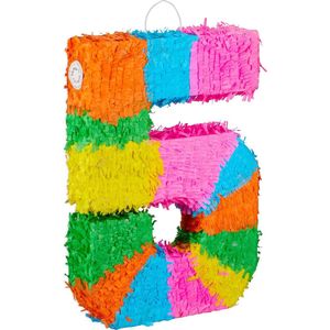 Relaxdays pinata verjaardag getal - piñata zelf vullen - getallen van 0 tot 9 - gekleurd - 5