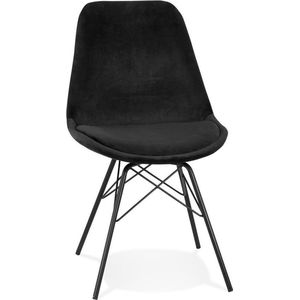Alterego Design stoel 'ZAZY' van zwarte fluweel met zwarte metalen poten