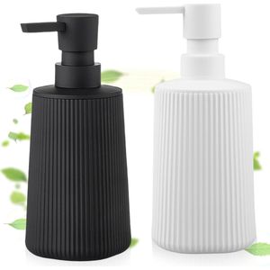 Zeepdispenser kunststof afwasmiddeldispenser - navulbaar - 2 stuks - 380 ml