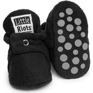 Little Riots - babyslofjes - antislip - fleece stepper - zwart - slofjes voor je baby, dreumes en peuter voor jongens en meisjes - 24-36 Maanden (15,5cm) - schoenmaat 24-25