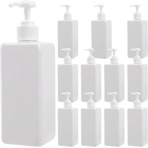 Lege 500 ml Plastic Pompflessen - 12 stuks - Wit - Navulbaar