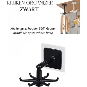 Waledano® Zelfklevende Ophanghaak-Keukenhouder-Handdoekhouder -Keukengerei houder 360° Graden draaibare opvouwbare haak