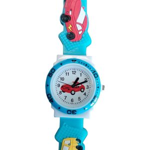 Horloge voor Kinderen - Auto’s - Kast 32 mm - Lichtblauw