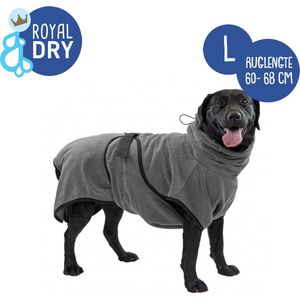 Royal Dry Badjas Hond - Microvezel Hondenbadjas - L - Ruglengte 60-68 cm - Grijs