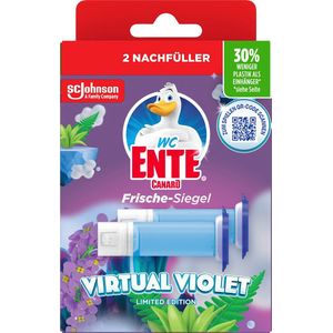 WC-Eend Fresh Disc Virtual Violet navulverpakking - 2 navullingen met 12 gel blokjes - voordeelverpakking