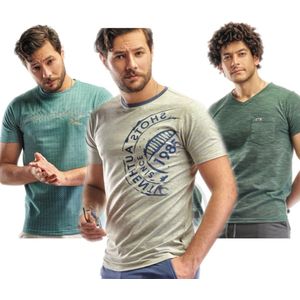 Embrator 3-stuks mannen T-shirt mix3 blauw/groen/aqua maat XXL