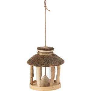 J-Line vogelhuisje Hang + Feed - hout - naturel