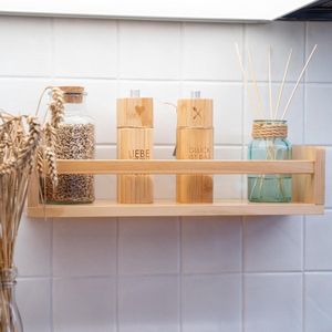 Set van 3 natuurboekenkasten van massief hout - kinderkamer badkamer keuken woning - wandrek voor speelgoed foto's en boeken | afgeronde hoeken