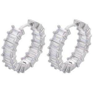 Jobo By JET - oorbellen zilver met witte diamanten - 1 paar