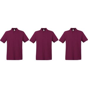 3-Pack maat 2XL bordeaux rode polo shirt premium van katoen voor heren - Polo t-shirts voor heren