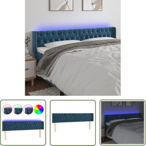 The Living Store Hoofdbord LED 183x16x78/88 cm fluweel donkerblauw - Hoofd Bord - Led Hoofdbord - Hoofdbord Blauw - Klassiek Hoofdbord - Velvet Hoofdbord