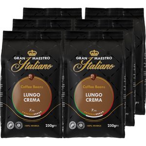 Gran Maestro Italiano - Lungo Crema - Koffiebonen - Bonen voor Lungo - Arabica - 6 x 250 g