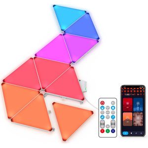 Glowinh - Triangle Led Lights - Triangle Led Panelen - Led Wandlampen - Smart Lights - Smart Lamp - Slimme Verlichting - Wandlampen Binnen - Sfeerlampen - Sfeerverlichting - Led Verlichting - Zeshoek Lampen - Gaming - Remote & App Bediening - 6 Stuks