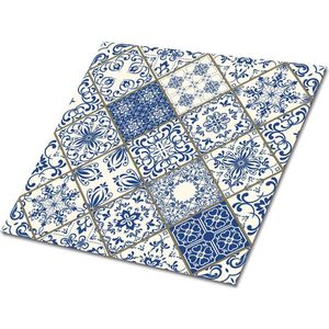 Tulup PVC Tegels - Portugees Patroon Vinyl Tegels - 30 cm x 30 cm - Blauw Vinyl Tegels Zelfklevend - Verpakking van 9 stuks - Vloer Tegels PVC - Mozaïek Plaktegels - Zelfklevende Vinyltegels - Plaktegels keuken en Badkamer