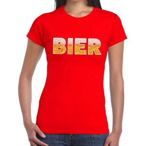 Bier tekst t-shirt rood dames -  feest shirt Bier voor dames S