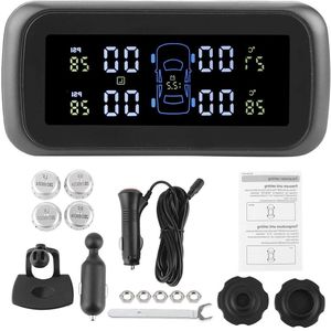 - Wireless Digital Tire Pressure Gauge with LCD Display and Leakage Alarm - 4 Sensor System for Cars, Motorhomes, and Trucks