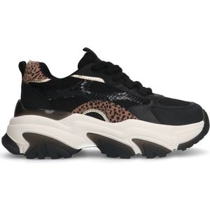 Sacha - Dames - Zwarte sneakers met leopard print - Maat 41