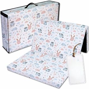 Klapmatras Opvouwbaar - Reisbed Babymatras 60x120 Cm - Vouwmatras Voor Kinderen - Gastmatras Opvouwbaar - Babymatras - Bodemmatras - Slaapmatras - Reisematras Uilen
